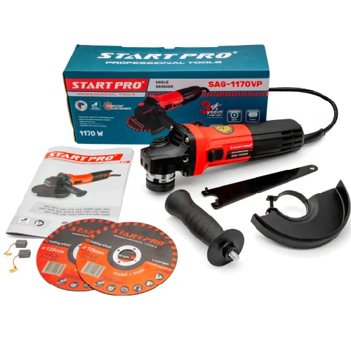 Комплектация болгарки Start Pro sag1170vp 